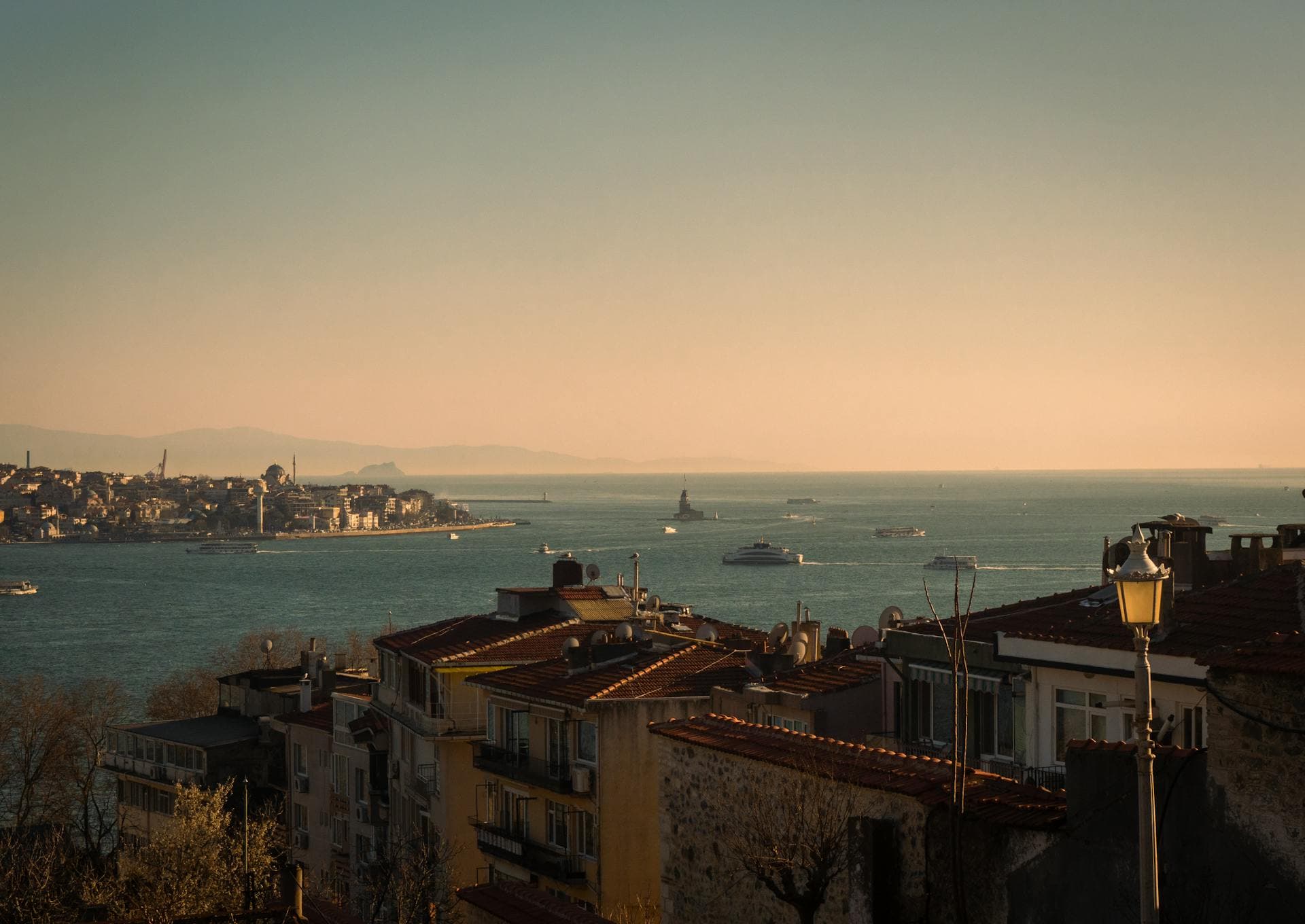 Istanbul skyline at golden hour